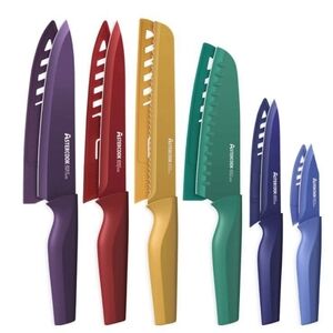 Astercook 12 Piece Color Coded Professional Kitchen Culinary Knife Set w Sheathe